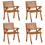 vidaXL Chaises de jardin avec coussins lot de 4 Bois de teck solide