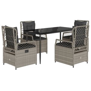 vidaXL Ensemble à manger de jardin et coussins 5 Pièces gris clair rotin