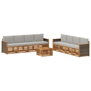 vidaXL Ensemble de canapés d'extérieur 9 pc Naturel et gris clair