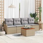 vidaXL Ensemble de canapé de jardin 5 Pièces Beige et Gris clair