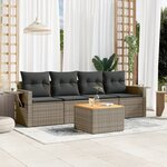 vidaXL Salon de jardin 5 Pièces avec coussins gris résine tressée