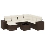 vidaXL Salon de jardin 8 Pièces avec coussins marron résine tressée