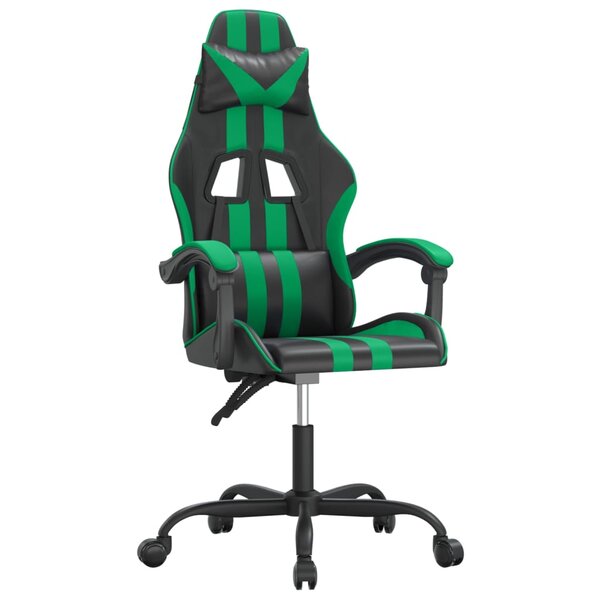 vidaXL Chaise de jeu pivotante Noir et vert Similicuir