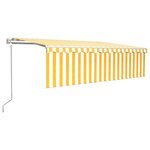 vidaXL Auvent rétractable automatique avec store 5x3 m Jaune et blanc