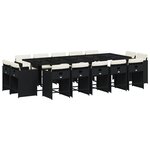 vidaXL Ensemble à manger de jardin 15 Pièces coussins noir résine tressée