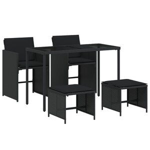 vidaXL Ensemble à manger de jardin coussins 5Pièces Noir Résine tressée