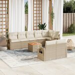 vidaXL Salon de jardin avec coussins 9 Pièces beige résine tressée
