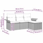 vidaXL Ensemble de canapé de jardin 4 pièces avec coussins gris en poly rotin