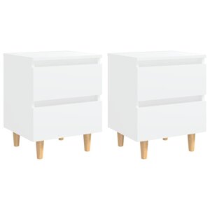 vidaXL Tables de chevet avec pieds en pin 2 Pièces Blanc 40x35x50 cm