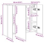 vidaXL Armoire Miroir de Salle de Bain Blanc 60 x 14 5 x 50 cm