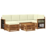 vidaXL Ensemble de canapés d'extérieur 6 pc Naturel et Crème