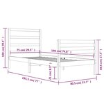 vidaXL Cadre de lit Blanc Bois de pin massif 75x190 cm Petit simple