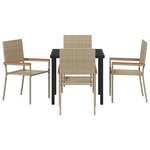 vidaXL Ensemble de salle à manger pour jardin 5 Pièces Beige Poly rotin