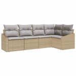 vidaXL Ensemble de canapé de jardin 5 Pièces Beige Poly rotin