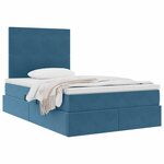 vidaXL Lit avec rangement et matelas Bleu foncé 120 x 200 cm Velours