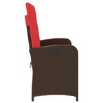 vidaXL Banc inclinable de jardin avec coussins marron résine tressée
