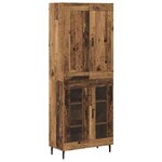 vidaXL Haut Armoire 2 Pièces Bois Ancien Bois Aggloméré et Verre