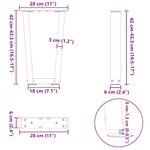 vidaXL Pieds de table basse en forme de V  2 pièces  acier naturel  28 x (42-43 3) cm