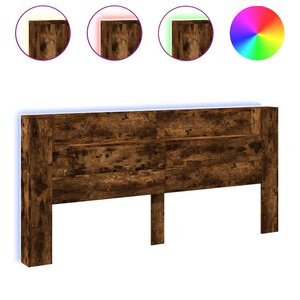 vidaXL Armoire tête de lit avec LED chêne fumé 220x16 5x103 5 cm