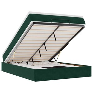 vidaXL Cadre de lit ottoman avec matelas vert foncé 140x200 cm velours