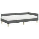 vidaXL Cadre de lit d'angle avec matelas avec matelas 2 Pièces Gris tissu