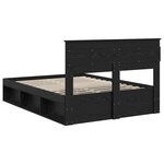 vidaXL Cadre de lit avec stockage Noir 160 x 200 cm Bois de pin massif