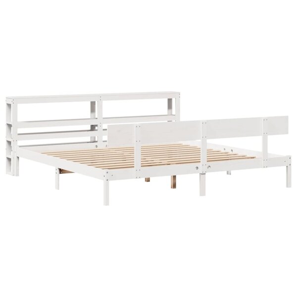 vidaXL Cadre de lit sans matelas blanc 200x200 cm bois massif de pin