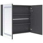 vidaXL Armoire de salle de bain à miroir LED Gris brillant 80x12x68 cm