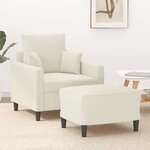 vidaXL Fauteuil avec repose-pied Crème 60 cm Velours