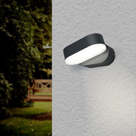 Applique murale noire led 6w ip54 orientable ovale - silamp