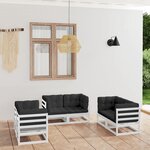 vidaXL Salon de jardin 6 Pièces avec coussins Bois de pin massif