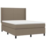 vidaXL Sommier à lattes de lit matelas et LED Taupe 140x200 cm Tissu