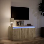 vidaXL Meuble TV avec LED chêne sonoma 100x34x50 cm bois d'ingénierie