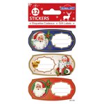 12 étiquettes adhésives de Noël - Père Noël vintage