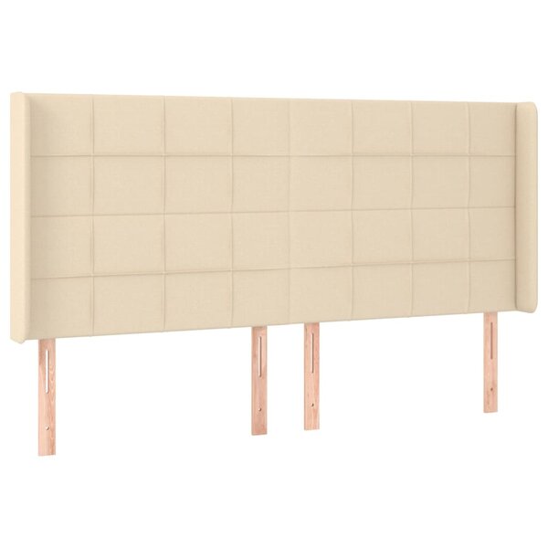 vidaXL Tête de lit avec oreilles Crème 203x16x118/128 cm Tissu