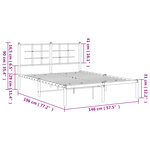 vidaXL Cadre de lit métal sans matelas avec tête de lit noir 140x190cm