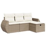 vidaXL Salon de jardin avec coussins 4 Pièces beige résine tressée