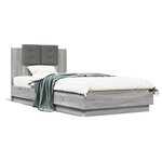 vidaXL Cadre de lit tête de lit et lumières LED sonoma gris 90x200 cm