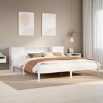 vidaXL Lit bibliothèque sans matelas blanc 200x200 cm bois pin massif