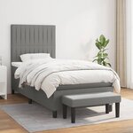 vidaXL Sommier à lattes de lit avec matelas Gris foncé 80x200 cm Tissu