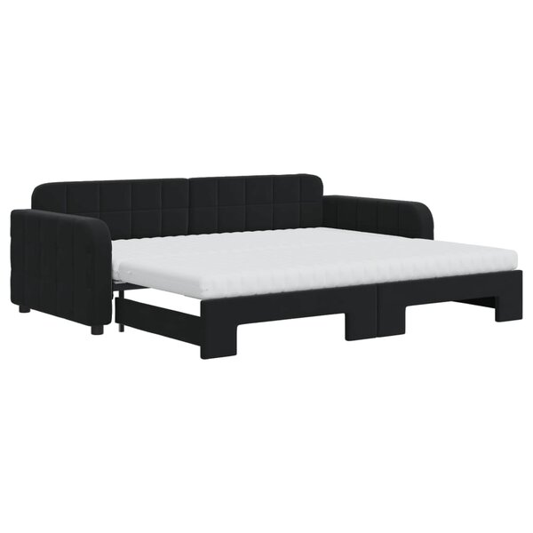 vidaXL Lit de jour avec gigogne et matelas noir 90x200 cm velours