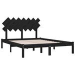 vidaXL Cadre de lit sans matelas noir 140x190 cm bois massif