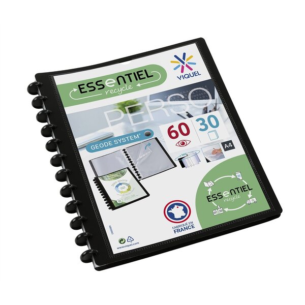 Protège-documents MAXI GEODE Couv personnalisable. 60 vues. Coloris noir VIQUEL