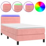 vidaXL Sommier à lattes de lit avec matelas et LED Rose 90x190 cm