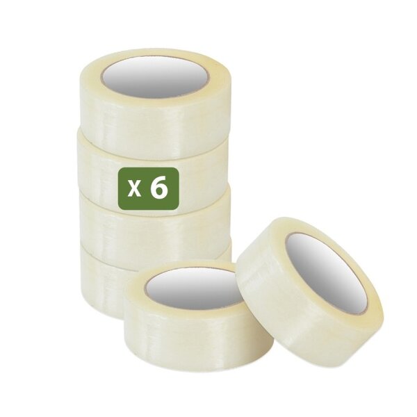 Pack and Move - Lot 6 Rouleaux Ruban Adhésif Transparent Pour Emballage Et Déménagement - 100 M - Qualité Premium