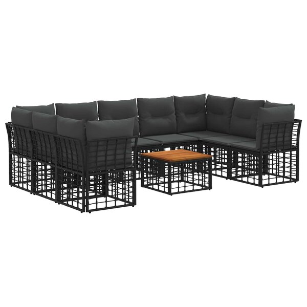 vidaXL Ensemble de canapés d'extérieur 10 Pièces Noir et Gris foncé