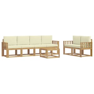 vidaXL Ensemble de canapés d'extérieur 7 Pièces Blanc et crème