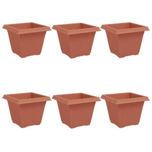 vidaXL Pot de Fleurs Carré 6 Pièces Rouge brique 38 x 38 x 30 cm