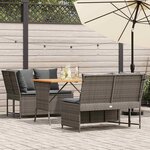 vidaXL Salon de jardin avec coussins 3 Pièces gris résine tressée