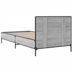 vidaXL Cadre de lit sonoma gris 100x200 cm bois d'ingénierie et métal